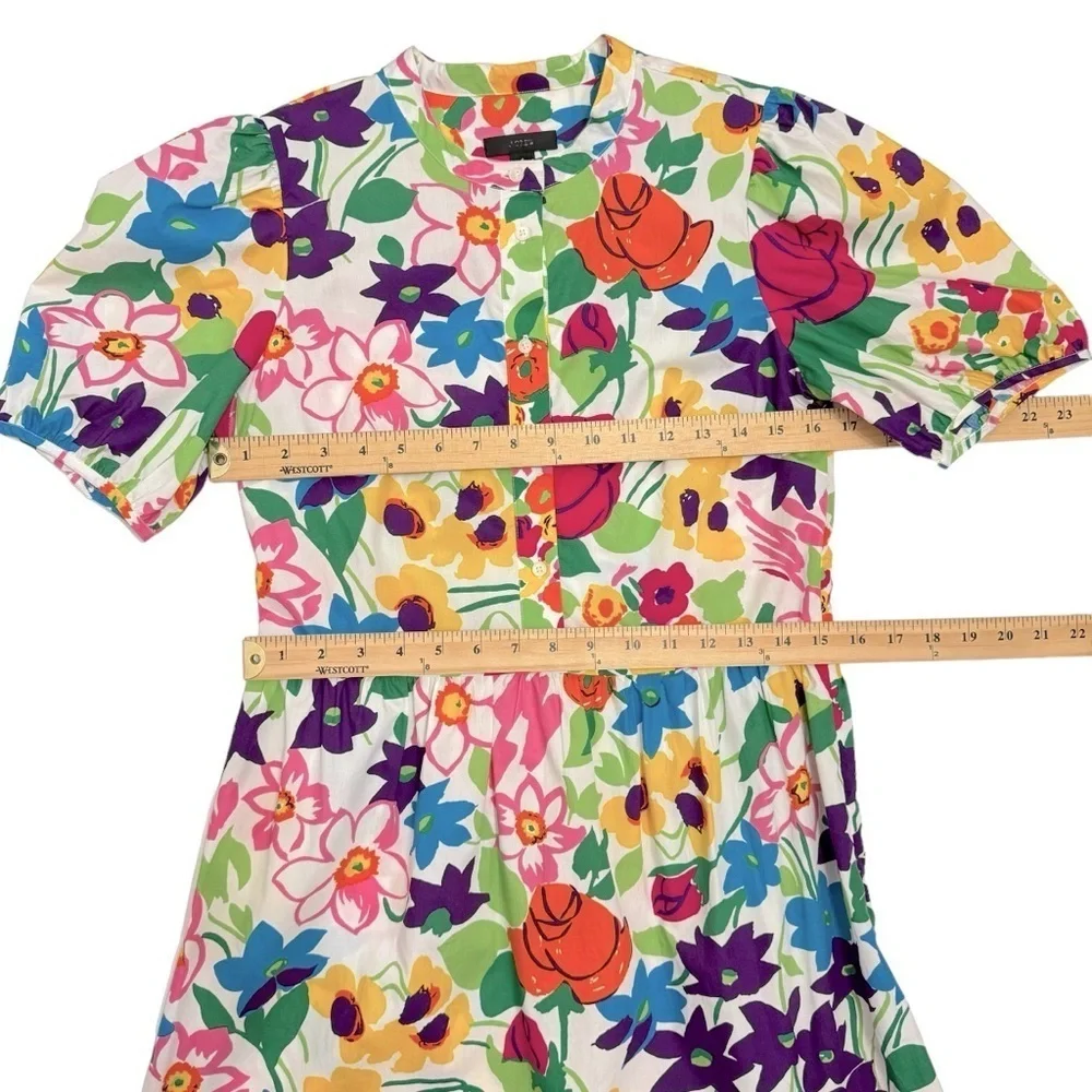 NWT J.Crew Puff-sleeve Dress in Vibrant‎ Garden Print Floral Tiered Shift 4